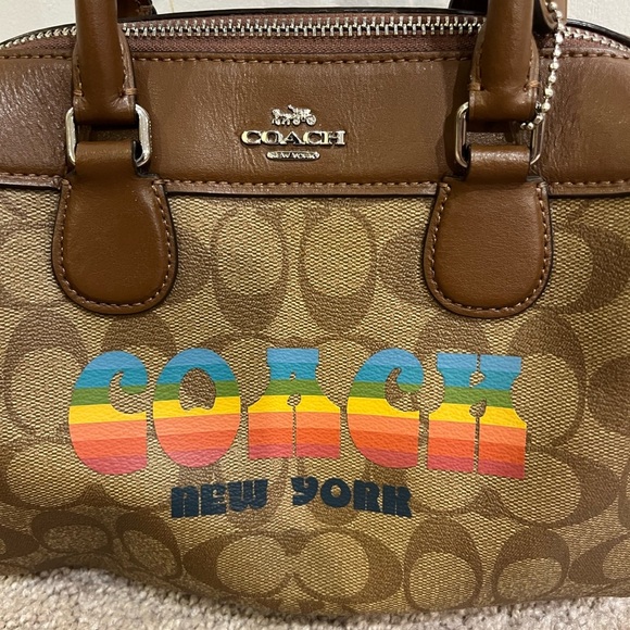 Coach Mini Bennett Satchel in Signature Canvas with Rainbow Animation - Picture 3 of 14